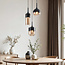 Loftlampe i ravfarvet glas med sorte jerndetaljer - Victor