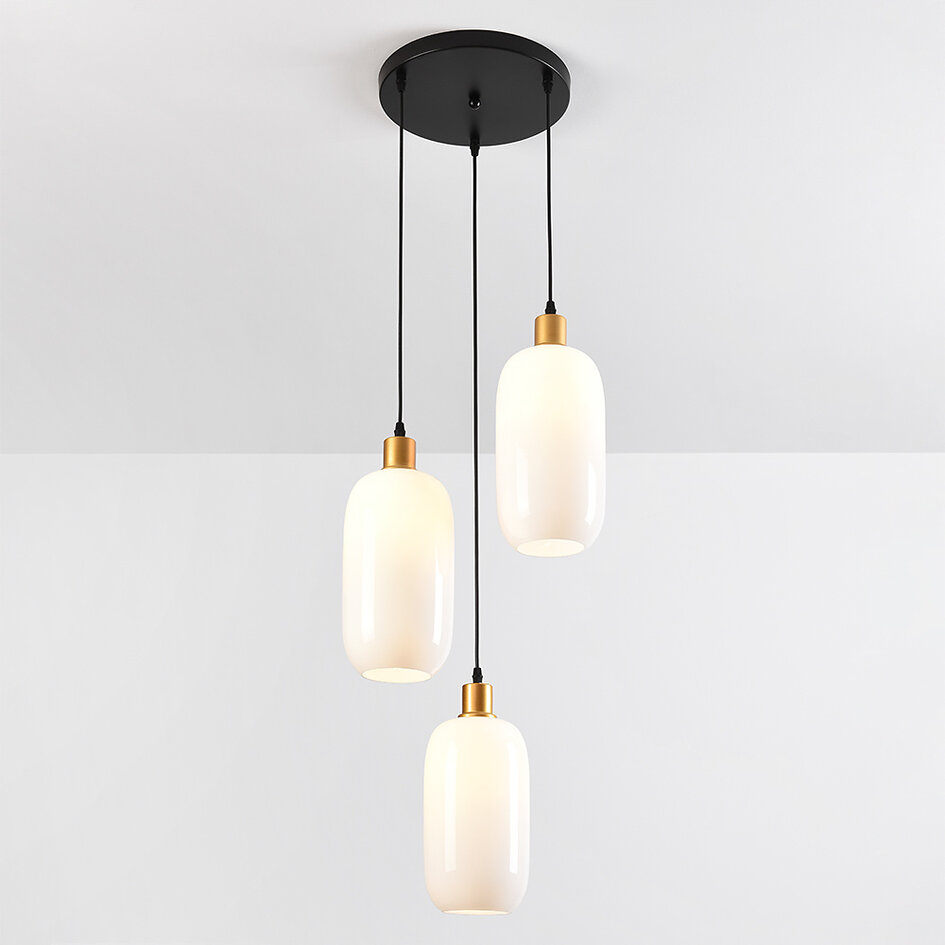 Glaspendel, 3 lyspunkter - Laura - hvid