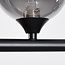 Loftslampe med 6 glaskugler - Aster - sort med røgfarvet/smokey glas