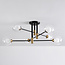 Designer loftslampe med 6 glaskugler - Aura - sort og guld