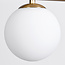Loftslampe i messinglook med 4 opalhvide glaskugler - Asun