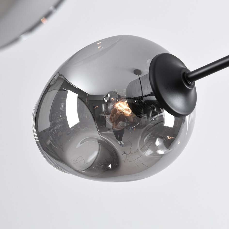 Loftslampe med 5 glaskupler - Thalia - sort og røggrå