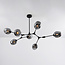 Loftslampe med 7 glaskupler - Phaedra - sort og røggrå