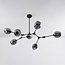 Loftslampe med 7 glaskupler - Phaedra - sort og røggrå