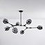 Loftslampe med 7 glaskupler - Phaedra - sort og røggrå