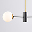 Designerlampe med 2 glaskugler - Danley - sort/messing/opalhvid