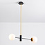 Designerlampe med 2 glaskugler - Danley - sort/messing/opalhvid