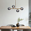 Loftslampe i messinglook med 4 røgfarvede glaskugler - Asun