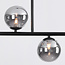 Loftslampe i sort med 4 røgfarvede glaskugler - Asun