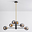 Designerlampe med 6 glaskugler - Damian - sort/messing/røggrå