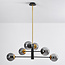 Designerlampe med 6 glaskugler - Damian - sort/messing/røggrå