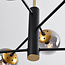 Designerlampe med 6 glaskugler - Damian - sort/messing/røggrå