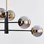 Designerlampe med 6 glaskugler - Damian - sort/messing/røggrå