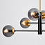 Designerlampe med 6 glaskugler - Damian - sort/messing/røggrå