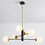 Designerlampe med 6 glaskugler - Damian - sort/messing/opalhvid