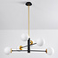 Designerlampe med 6 glaskugler - Damian - sort/messing/opalhvid