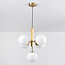 Glaskuglelampe / Loftlampe med fem store glaskugler - Kenji - guld og opalhvid