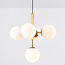 Glaskuglelampe / Loftlampe med fem store glaskugler - Kenji - guld og opalhvid