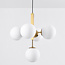 Glaskuglelampe / Loftlampe med fem store glaskugler - Kenji - guld og opalhvid