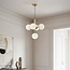 Glaskuglelampe / Loftlampe med fem store glaskugler - Kenji - guld og opalhvid