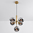 Glaskuglelampe / Loftlampe med fem store glaskugler med spejleffekt - Kenji - guld og mørkegrå