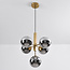 Glaskuglelampe / Loftlampe med fem store glaskugler med spejleffekt - Kenji - guld og mørkegrå