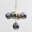 Glaskuglelampe / Loftlampe med fem store glaskugler med spejleffekt - Kenji - guld og mørkegrå