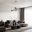 Designerlampe med 6 glaskugler - Damian - sort/messing/røggrå