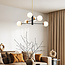 Designerlampe med 6 glaskugler - Damian - sort/messing/opalhvid