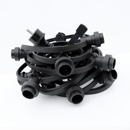 Party lyskæde inkl. fatninger - 10 meter / sort