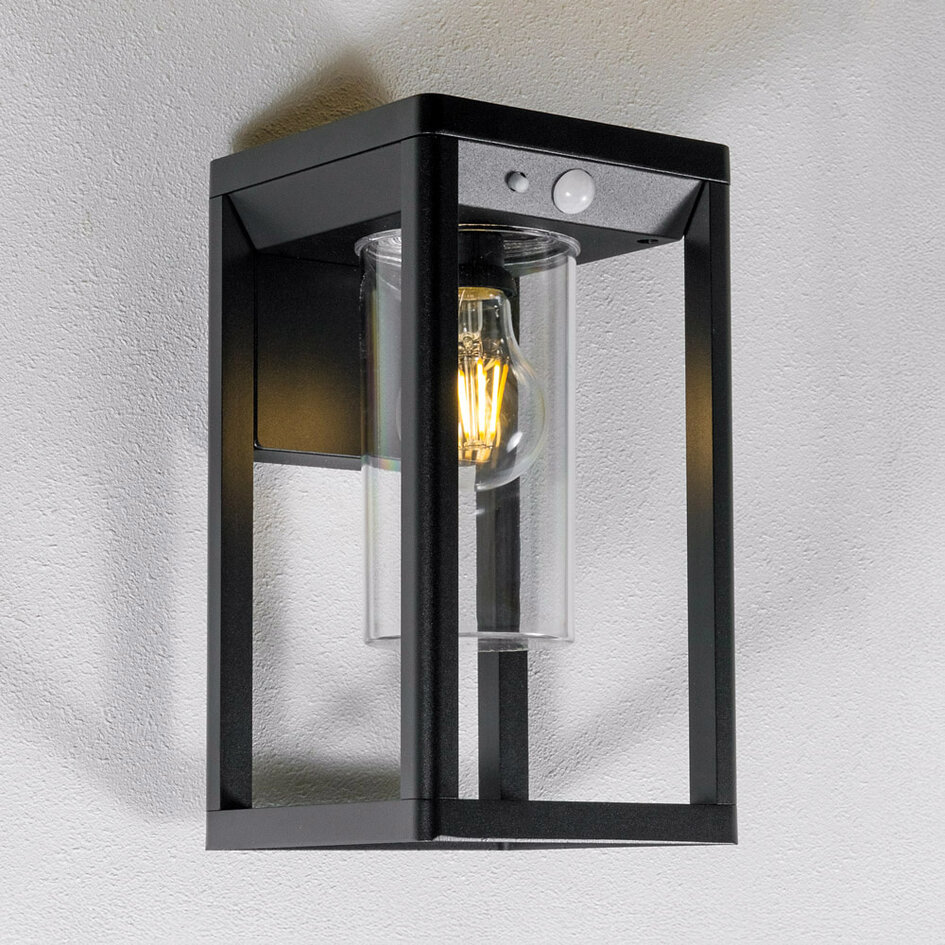 Væghængt solcellelampe med sensor - Lumi - sort