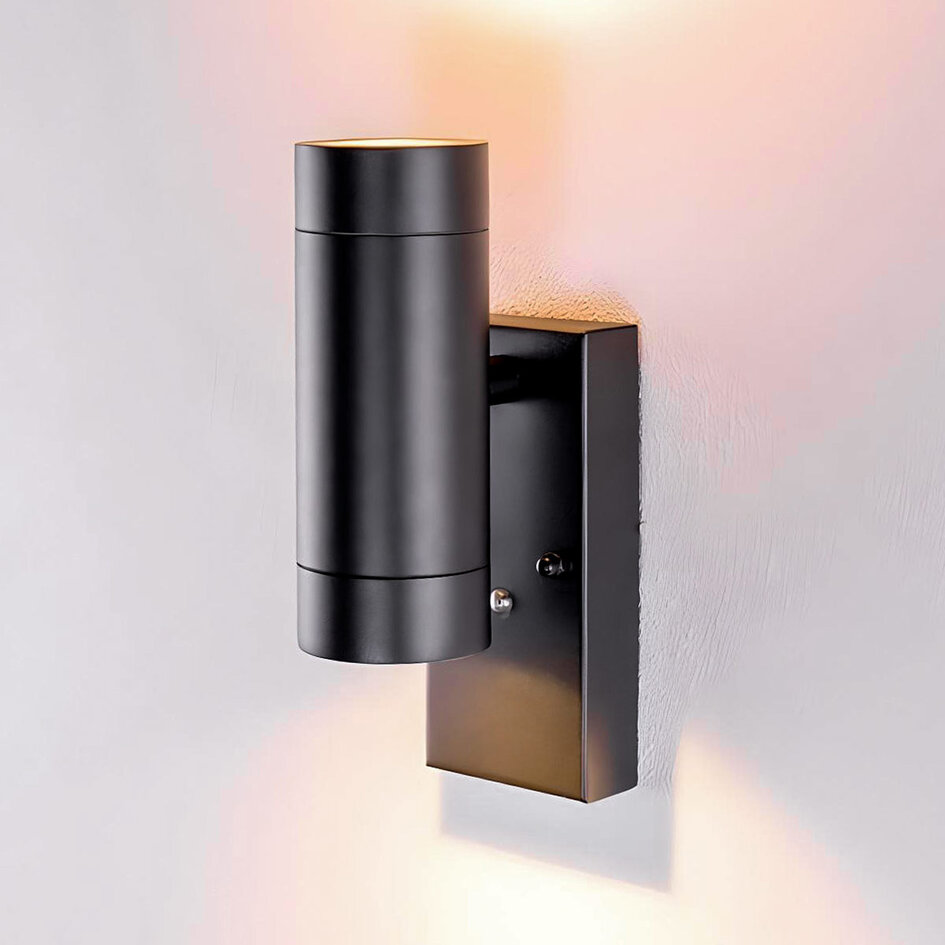 Udendørs up/downlight inkl. skumringssensor - Zane - sort