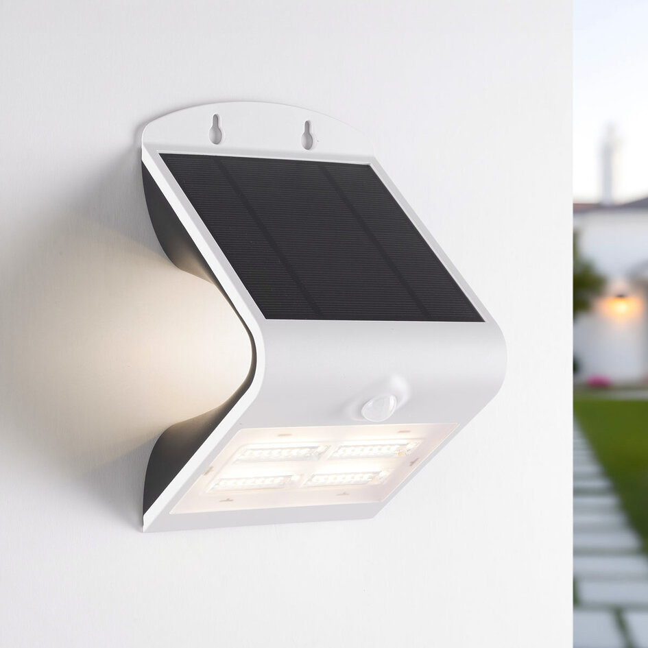 Udendørs solcelle væglampe Single Conan 3,2W med sensor - hvid