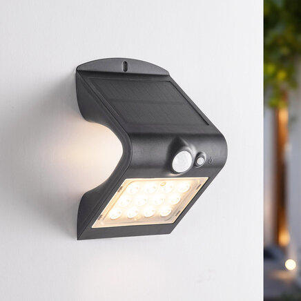 Solcelle væglampe Alien 1,5W med sensor - sort