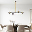 Designerlampe med 4 glaskugler - Davy - sort/messing/røggrå