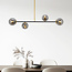 Designerlampe med 4 glaskugler - Davy - sort/messing/røggrå