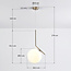 Designer loftlampe med glaskugle - Roy - messing og opalhvid