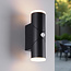Justerbar væglampe med sensor udendørs - Tess - sort