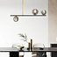Designerlampe med 3 glaskugler - Danny - sort/messing/røggrå