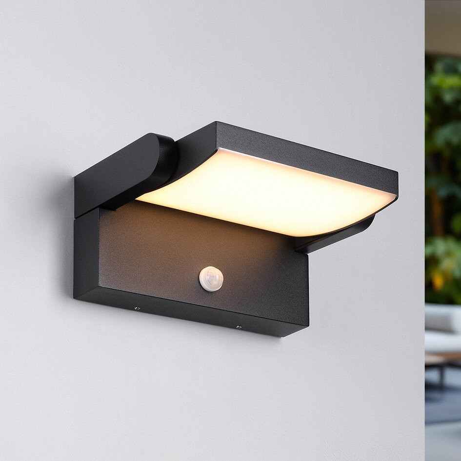 Udendørs projektørlampe med justérbar lysvinkel og sensor - Berlin - sort