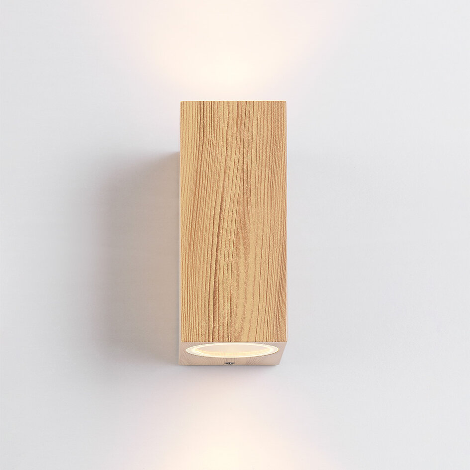 Udendørs væglampe, up/downlight - Riccardo - imiteret træ