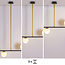 Designerlampe med 3 glaskugler - Danny - sort/messing/opalhvid