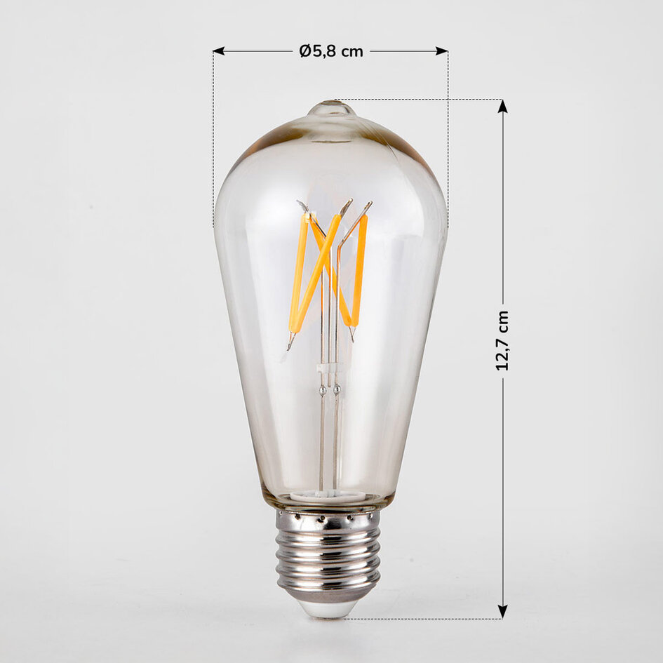 E27 LED-edisonpære, filament - 3,5 watt / 2200K el. 2700K / Ø60 / dæmpbar