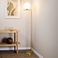Designer gulvlampe med glaskugle - Connor - guld og opalhvid