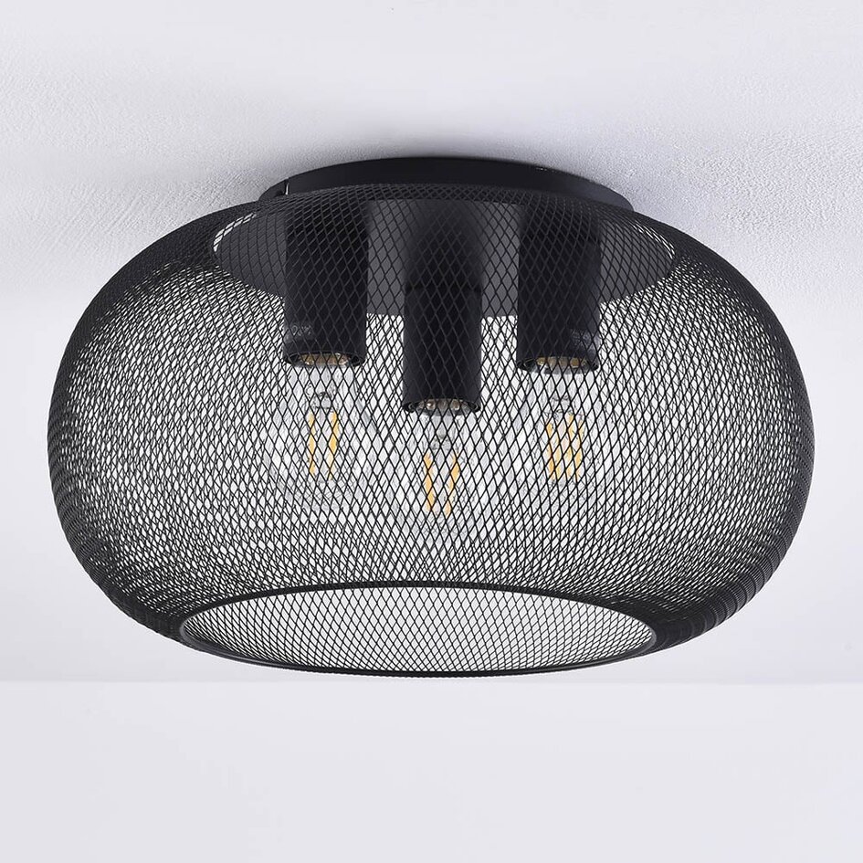 Loftlampe i sort metal, 3 lyskilder - Caia