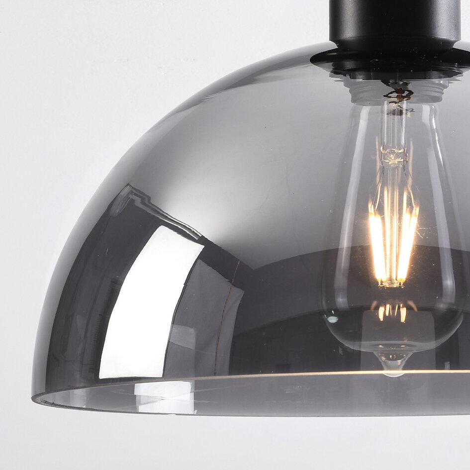 Plafond-lampe med glasskærm - Feija - sort og røggrå