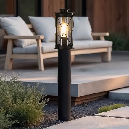 Bedlampe med klassisk lanterne, 60 cm - Lucia - sort