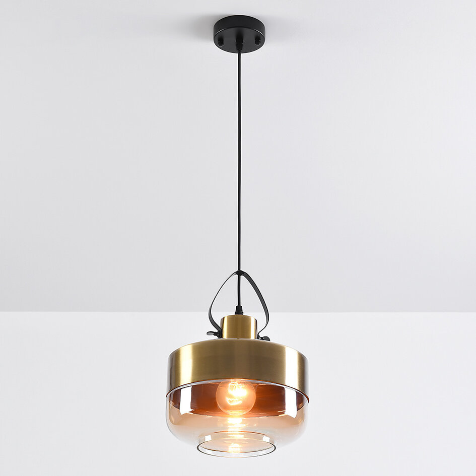 Art deco pendel - Laure - variant 3 - sort/messing/rav