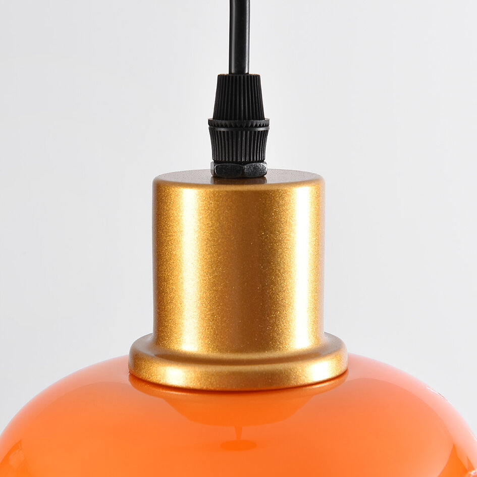 Glaspendel - Anne - orange/hvid