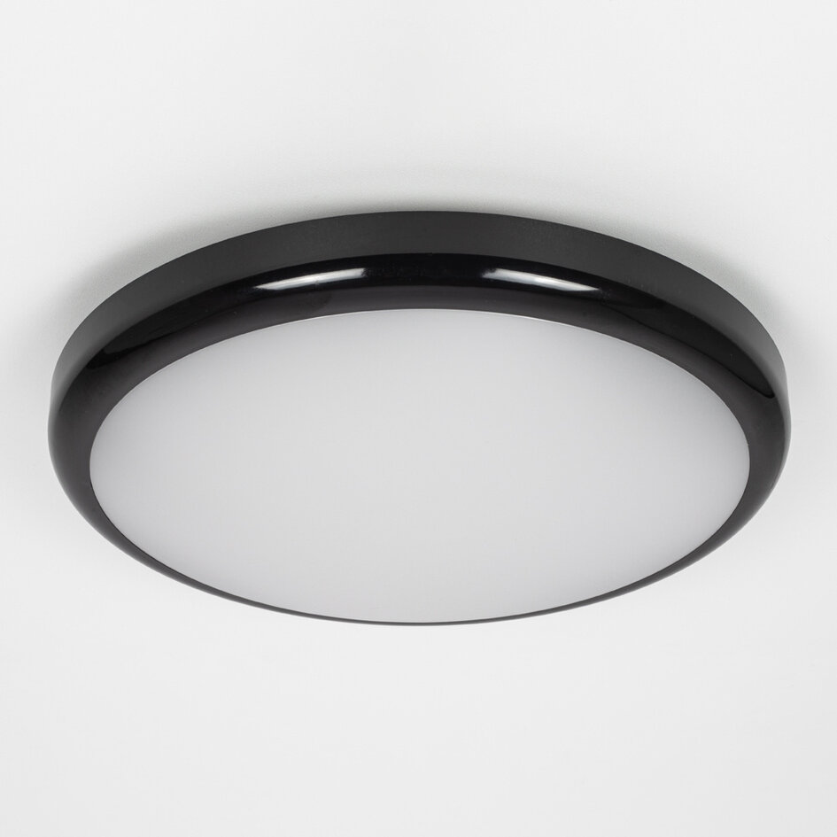 Plafond inkl. nødbelysning  - 15 watt + CCT switch (3000K/4000K/6500K), sort